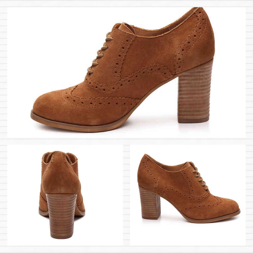 STEVE MADDEN Cognac Tan Suede Oxford Omyra Bootie - Picture 2 of 8